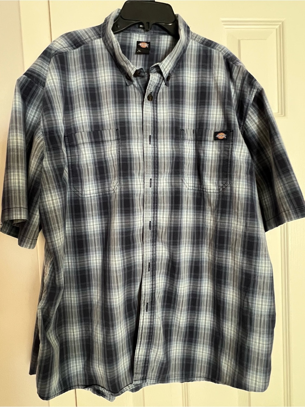 Dickies Shirt Mens Button Down XL Logo Pocket Blue